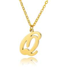 1件装A-Z字母吊坠项链，女士款，18K镀金不锈钢字母链吊坠项链，时尚生日珠宝礼物 - 金黃色 - 查看 15