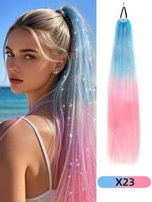 24Inch Synthetic Hair Ponytail Hair Extensions Hair Shiny Hair Ponytail Extension For Braiding Hair On Hair Tie Loose - Multicolor - View 19