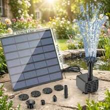1.5W Solar Panel Fountain, Max Lift: 70cm, Comes With 6 Different Spray Heads & 1 Water Pump, Suitable For Balcony, Terrace, Garden, Yard, Lawn, Solar Powered Bird Bath Fountain - Black - View 9