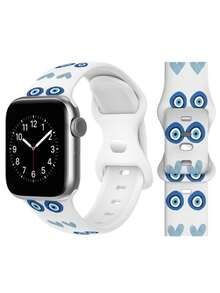 1 chiếc dây đeo in hình mắt quỷ dễ thương, phù hợp với Ultra/SE/8/7/6/5/4/3/2/1/10/11 có kích thước 38/40/41/42/44/45/49/46mm, phụ kiện đồng hồ thông minh, quà tặng cho học sinh. - Màu xanh lam - Xem 5