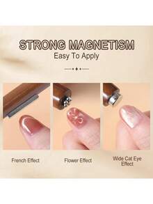 LIMEGIRL 三合一强力磁铁，猫眼美甲凝胶指甲油磁铁，皮革纹理，多种效果，适用于猫眼凝胶指甲油，美甲磁铁，猫眼磁铁，美甲工具套装，适用于沙龙DIY和家庭使用，美甲用品，美甲工具，美甲贴纸工具 - 卡其色 - 查看 4