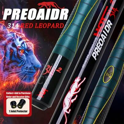 [Carbon Fiber Pool Cue] Leopard Carbon Fiber Professional High-Performance Pool Cue | Low Deflection Tip, Leopard Print Personalized Design, Includes Joint Protector Cap, Suitable For Carom, American 8-Ball, 9-Ball, Trick Shot, Great Gift For Holidays And Birthdays