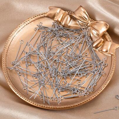 100 piezas de accesorios básicos de joyería de acero inoxidable, surtido de tamaños adecuados para cuentas, collares, pendientes y manualidades DIY