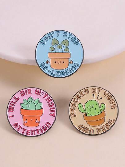 1/3 قطعة دبوس زخرفي على شكل نبات إنساني، مصنوع من سبيكة الزنك والمينا، ديكور نصي مضحك، شارة ذات موضوع نباتي إبداعي، إكسسوار للارتداء اليومي هدية