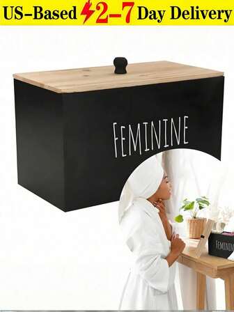 Rustic Farmhouse Wooden Tampon Storage Box With Lid - Versatile Bathroom Organizer For Feminine Products, Home Decor Accessory Tampon Storage For Bathroom Small Bathroom Storage Cabinet Tampon Holder For Bathroom,Farmhouse Bathroom Organizer,Rustic
