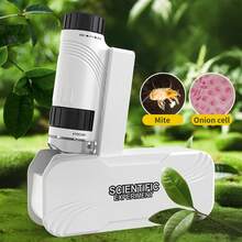 Este microscopio portátil de mano está equipado con iluminación LED y un soporte, y proporciona una magnificación de 60x a 120x. Es muy adecuado para que los niños y niñas exploren la naturaleza tanto en interiores como en exteriores, y es un excelente regalo educativo para las vacaciones. - Multicolor - Ver 6