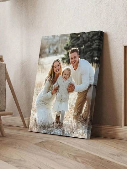 1pc Customized Photo Canvas Print, Couple Wall Art, Customize Your Photo, Customizable Wooden Frame Canvas Wall Art - Personalized Family Portrait And Action Photos, Printing, Suitable For Living Room, Bedroom Or Home Office Decor, Cozy Room Accent Quality Reproduction Painting, Framed Canvas Wall Art, Valentine's Day Gift, Wall Decor, Room Decor, Custom Poster