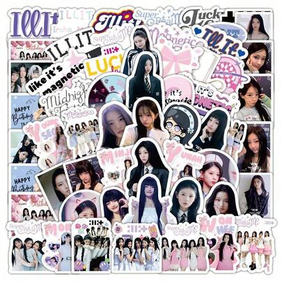 60张ILL-IT贴纸，明星贴纸，Kpop粉丝周边，可粘贴于笔记本电脑、手机、行李箱、杯子、笔记本、记事本、DIY装饰等，送给朋友的可爱小礼物