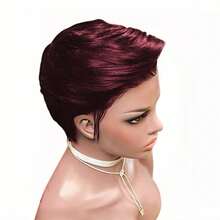 Lace Front Straight Human Hair Short Wig For Women 13x4x1 T Part Lace Frontal Wigs Chic Elegant 1B Black, 99J Burgundy Colored Pixie Cut Wig For 150% Density Layered Pixie Wigs With Bangs Braizilian Human Hair Glueless Wig For Women - Multicolor - View 12