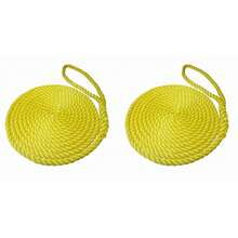 2 X 10 MTS OF 12MM YELLOW SOFTLINE MOORING ROPES / WARPS / LINES BOATS - Multicolor - View 2