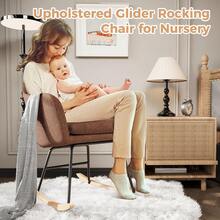 Mecedora de guardería, mecedora tapizada de chenilla, cómoda silla de lactancia para interiores, sillón con respaldo, cómoda silla auxiliar para sala de estar, dormitorio y oficina. - Marrón - Ver 4