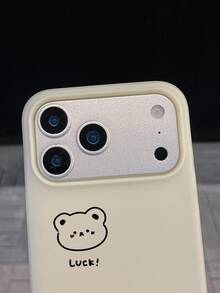2-In-1 Matte Bear Phone Case With Photo Slot, Fashion Shockproof Anti-Slip Anti-Fingerprint Camera Protective Phone Case For IPhone - White - View 4