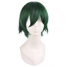 Map Of Beauty Men's Short Straight Wig For Cosplay Costume In Pine Green Color Ideal For Character Roles Fantasy Themes And Stage Performances Lightweight Natural-Looking Hair Texture With Secure Fit For Extended Wear - 深綠色 - 查看 1