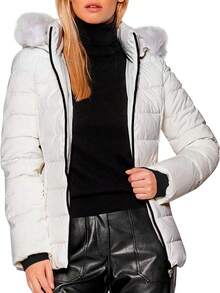 Shendy Vendy Women's Jacket Warm Polyester With Fur-Like Collar - White - View 3