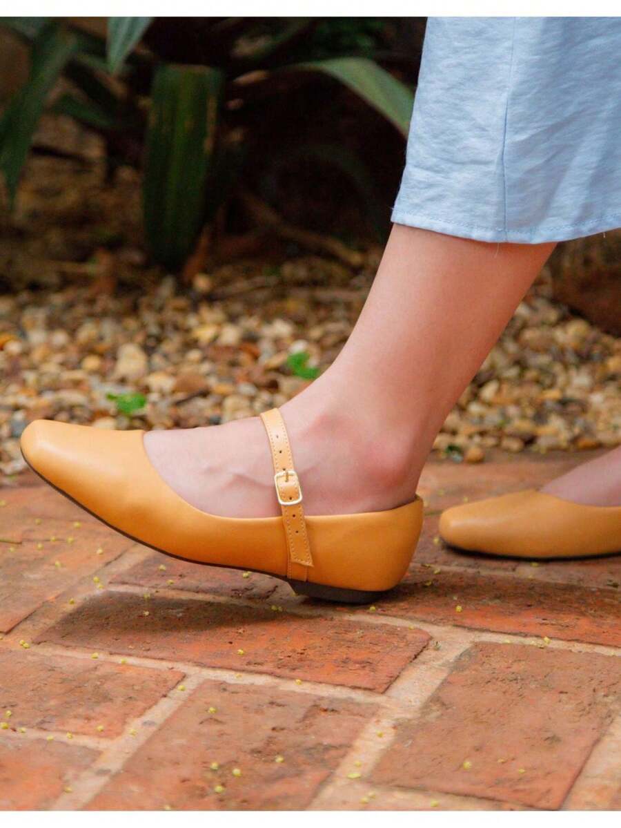 Women's Doll Shoes Square Toe Women's Shoes - 桃 - 查看 1
