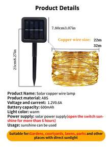 Solar Powered Copper Wire LED Lights, Solar Outdoor Lighting Decoration String Lights, Solar Powered, Suitable For Yard, Garden, Balcony, Wedding, Birthday, Party, Backdrop Decoration Lights - Solar Copper Wire Lamp - View 11