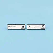 1pc Robot Slogan Enamel Lapel Pin - Unique Brooch Badge For Backpacks And Clothing - White - View 2