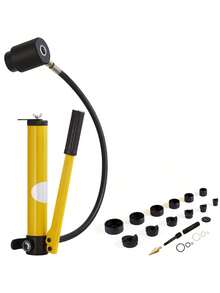 Hydraulic Knockout Punch Kit  10 Ton 1 2  To 2  Conduit Hole Cutter Set  KO Tool Kits With Puncher 6 Piece  Metal Sheet Driver Tools  For Aluminum  Stainless Steel  Brass  Fiberglass And Plastic - Yellow - View 8