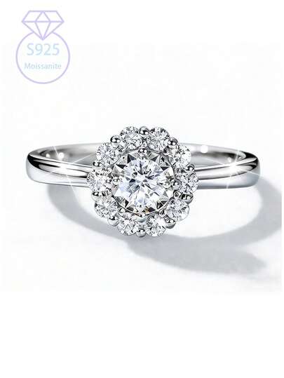 KAHOOT A Stylish, Elegant, And Retro-Inspired 925 Sterling Silver 2-Carat Moissanite Sunflower Pattern Ring. The Adjustable Size Makes It Suitable For Both Men And Women, Perfect For Everyday Wear, Dates, Weddings, Engagements, Banquets, Parties, And Proposals. It's Also A Great Gift For Valentine's Day, Thanksgiving, Christmas, Halloween, Mother's Day, New Year's Day, Anniversaries, And Birthdays.