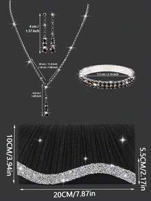 新款水晶晚宴手拿包，闪亮女士手提包，女士派对包，奢华信封包，新娘结婚礼物，配有闪亮水钻首饰三件套，完美搭配闪亮晚礼服、亮片连衣裙和派对服装，适合派对、晚宴、聚会、舞会和婚礼。 - 黑色 - 查看 3