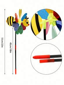 Set de 4 piezas - Molinillo de viento de plástico con diseños de dibujos animados 3D con lentejuelas coloridas de insecto, abeja y libélula, repelente de plagas reflectante, ahuyenta pájaros, decoración para jardín y patio exterior - insecto - Ver 9