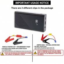 12V 8000mAh Portable Car Jump Starter Power Bank With Flashlight For Cars&Motorcycles-A Must Have For Long Road Trips - màu đen - Xem 7