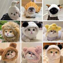 1件兔耳猫咪帽子，可爱主题宠物服装，针织面料，适合猫狗，舒适材质，可机洗，涤纶宠物头饰，适合猫狗角色扮演和摄影，适合玩具、小型犬、猫咪宠物摄影 - 彩色 - 查看 6