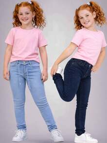Set Of 2 Girls' High-Waisted Skinny Jeans - KIT 2 瘦身 - 查看 11