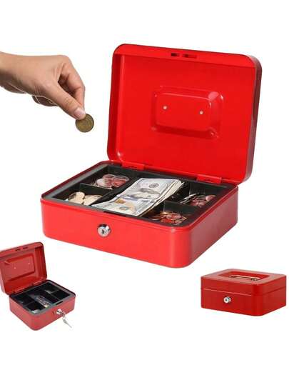 Mini Caja Fuerte  Metálica Para Resguardar Dinero, Llaves, Pasaporte. Multifuncional