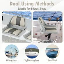 COSTWAY Folding Low Back Boat Seat With Mounting Hardware For Fishing, Grey - Grey - View 10