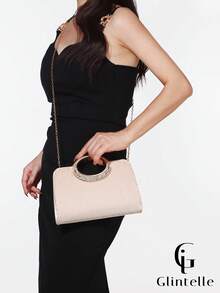 Glintelle Elegant Satin Pleated Clutch Bag, Suitable For Romantic Weddings, Formal Parties, Balls, Galas, Brides, Bridesmaids, Formal Dresses, Women's Gifts. With Detachable Metal Chain, Suitable For Storing Lipstick, Cosmetics, Coins, Keys, Phone Earphones And Other Items. - Apricot - View 6