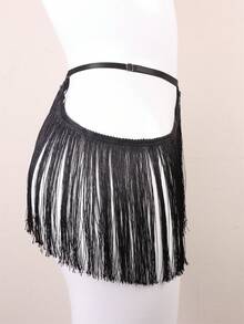 Fringe Belt Skirt, Burlesque Waist Harness, Adjustable Elastic Harness,Women's Elastic Tassel Belt, Party Dress, Halloween Dance Costume, Sexy Tassels - A - View 5