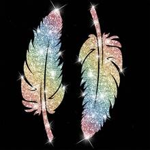 2 件装闪亮羽毛汽车贴纸 - 色彩鲜艳、闪闪发光的闪亮设计，易于撕贴，不留残胶 - 非常适合轿车、卡车和 SUV - 增添一丝魅力！ - A - 查看 7