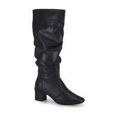 Women's Knee-High Boot With Zipper And Square Heel - Fashion 453 - Black - View 3