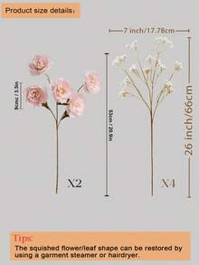 3/6pcs Artificial Silk Peony & Baby's Breath Flower Bouquet - Modern Minimalist Ins Style Fake Floral Decor, Suitable For Home Indoor Living Room Tabletop, Bedroom Vanity, Entryway Vase Centerpiece, And Balcony Decoration - Multicolor - View 15