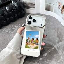 Funda de teléfono personalizada con diseño de foto y nombre compatible con iPhone 17, 16, 15, 14, 13, 12, 11 Pro Max, con acabado plateado espejado. Funda compatible con iPhone 17 Pro Max con diseño elegante, perfecta como regalo de Navidad - Plateado - Ver 3