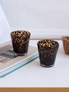 1pc 220ml Brown Tortoiseshell Glass Cup, Retro Leopard Print Glass Cup, Vintage High-End Tea Cup/Water Cup For Living Room, Kitchen, Home Use, Suitable For Cafe Latte, Afternoon Tea, Gift - Multicolor - View 12