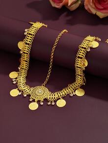 Tocado nupcial dorado hecho a mano, joyería tradicional de Oriente Medio para festivales, regalo de Eid, accesorios para el cabello de boda - Dorado - Ver 4