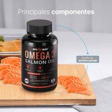 Omega 3-1280mg por Cápsula - Aceite de Salmon - EPA y DHA - 90 Cápsulas para 3 Meses - Omega-3 - Fish Oil Salmon Oil - Tres botellas - Ver 3