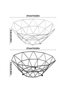 1pc White/Black Fruit Basket, Metal Wire Fruit Bowl, Kitchen Counter Fruit Basket, Fruit Basket, Vegetables Bread Snacks, Kitchen Gadget (Square Short, Black) - Multicolor - View 4