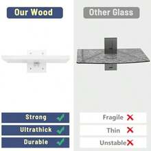 Floating Projector Wall Mount TV ShelfWooden Wall Mounted Under TV Floating Shelf For Projector  DVD Player Game Console Cable Box 1Tier White - White - View 7