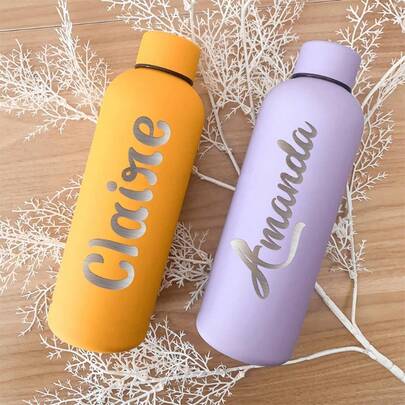 1pc Customized Name Insulated Water Bottle, Stainless Steel Personalized Thermal Water Bottle, Suitable For School, Travel, Office, Gym, Minimalist Style, Multi-Functional, Decorative, Reusable, Elegant And Modern, Customizable, Unique, Personalized, Ideal Gift For Him, Back To School, Study Supplies