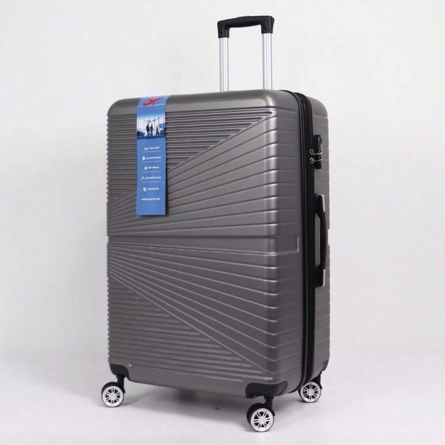 Expandable Hard Shell Suitcase 360 Wheels Combination Lock Lightweight Durable 3 Sizes 2 Designs - Grey - View 1