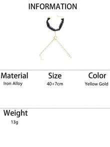 1 pieza Cadena de pierna con colgante exagerado de estrella y luna de strass sexy, adecuada para la playa, fiestas, banquetes y uso diario - Dorado - Ver 7