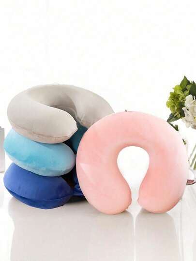 1 pieza Almohada de viaje para el cuello, Almohada para avión, viaje, coche, oficina, Almohada de cuello para vuelo, Almohada en forma de U portátil para estudiantes y adultos, Cómoda y transpirable, Extraíble, Adecuada para viajes, La posición del puerto de inflado es aleatoria. Bolsa de aseo, bolsa de viaje, bolsa de maquillaje, bolsa de playa, bolsa de vacaciones, artículos escolares, artículos de viaje, para damas, para dormitorio universitario, baño