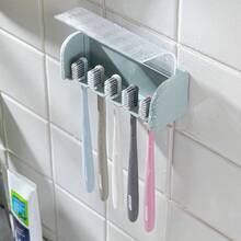 Giá treo bàn chải đánh răng gắn tường có nắp đậy, giá đựng bàn chải đánh răng điện, hộp đựng kem đánh răng, giá treo bàn chải đánh răng tự dính 2/5/6 lỗ dùng cho phòng tắm, vật dụng thiết yếu cho phòng tắm, đồ dùng hàng ngày dịp Giáng sinh & Năm mới. - Nhiều màu - Xem 4