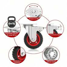 Kit De 4 Ruedas Con Neumáticos De Goma Pesados 4 Pulgadas - Blanco y Negro - Ver 10