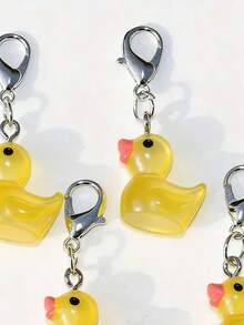 1pc Cute Glow-In-The-Dark Travel Mini Yellow Duck Keychain, Luminous Cartoon Duck Pendant Suitable For Card Holder, Wallet And Card Case - Upgraded Glow-in-the-dark Version - View 5