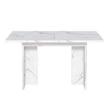 Extendable Dining Table, 140/180*80 Cm, Suitable For 6-8 People, Rectangular Shape, Thickened Tabletop, Simple Style, Table For Dining Room, Kitchen, Living Room - Putih - View 11