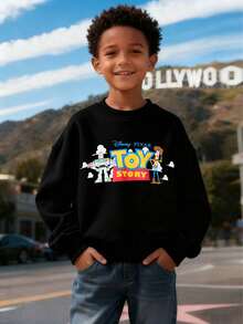 Disney Officially Licensed Kids Sweatshirt Unisex For Boys & Girls 100% Polyester Ultra Comfortable Super Soft Printed Long Sleeve Top Black Toy Story Classic Characters Design Ages 1-14 Everyday Stylish Relaxed Fit High Visibility Cute Look Perfect For Daily Wear & Commute New Arrival Express Delivery - Black - View 1